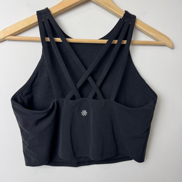 Athleta Black Caged Back Conscious Strappy Crop Bra - Size Medium - Picture 1 of 7